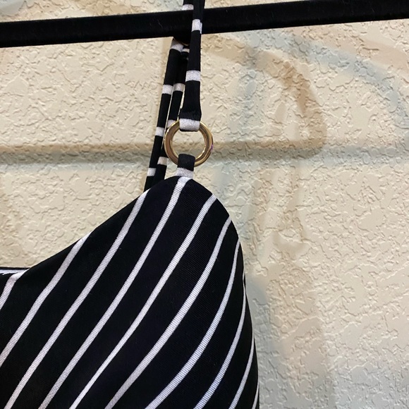 Cache Black & White Stripe Slip On Stretch Summer Simple Spaghetti Strap Dress S - Picture 14 of 15